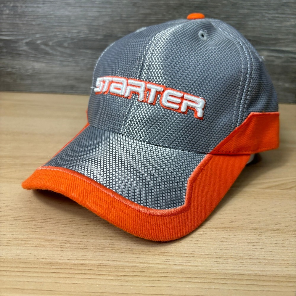 Vintage Starter Hat Cap Strap Back Gray‎ Orange Adjustable Y2K